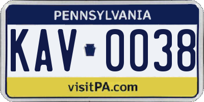 PA license plate KAV0038