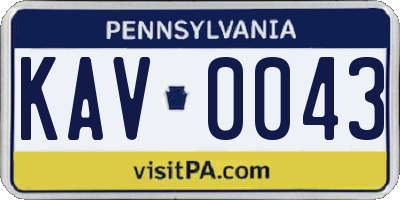 PA license plate KAV0043