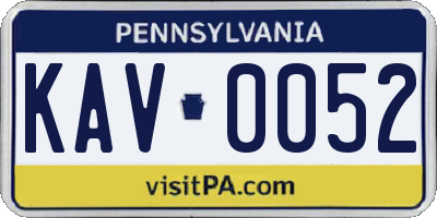 PA license plate KAV0052