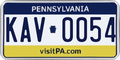 PA license plate KAV0054