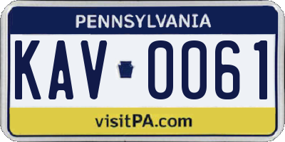 PA license plate KAV0061