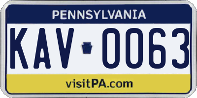 PA license plate KAV0063