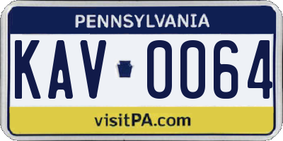 PA license plate KAV0064