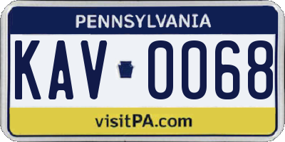 PA license plate KAV0068