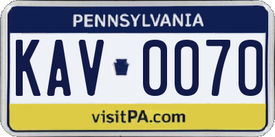 PA license plate KAV0070