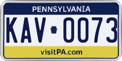 PA license plate KAV0073