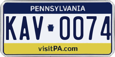 PA license plate KAV0074