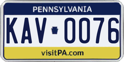 PA license plate KAV0076