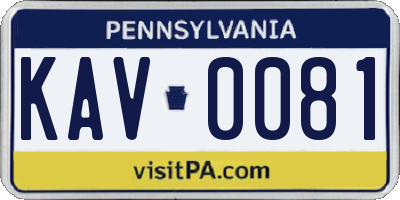 PA license plate KAV0081