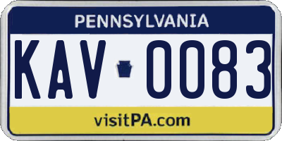 PA license plate KAV0083