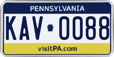 PA license plate KAV0088
