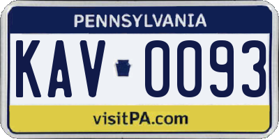 PA license plate KAV0093