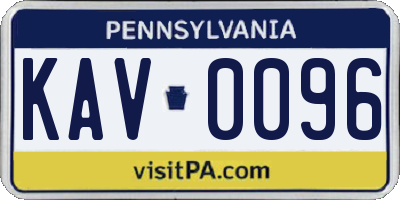 PA license plate KAV0096
