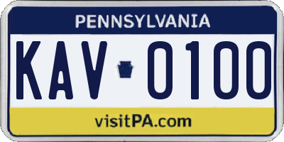 PA license plate KAV0100