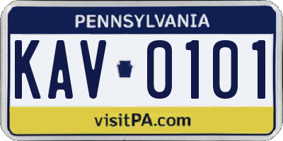 PA license plate KAV0101