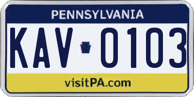 PA license plate KAV0103