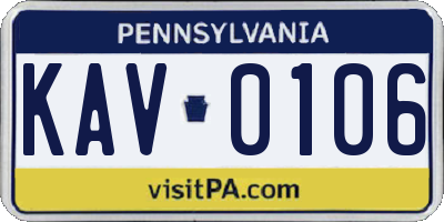PA license plate KAV0106