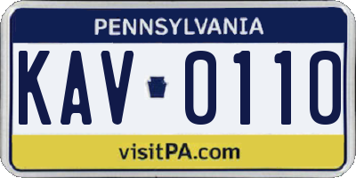 PA license plate KAV0110