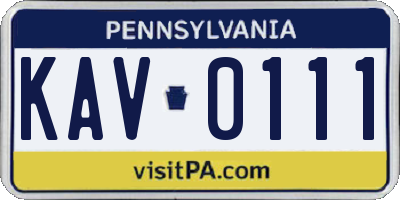 PA license plate KAV0111
