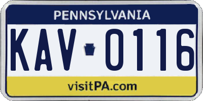 PA license plate KAV0116