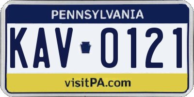 PA license plate KAV0121