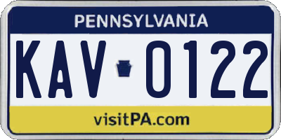 PA license plate KAV0122