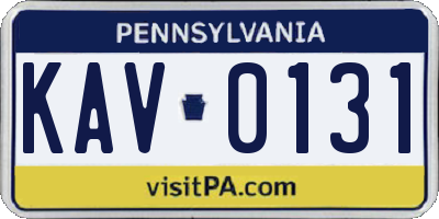 PA license plate KAV0131