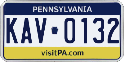 PA license plate KAV0132