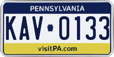 PA license plate KAV0133