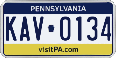 PA license plate KAV0134