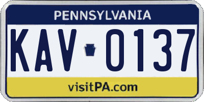PA license plate KAV0137