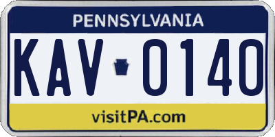 PA license plate KAV0140