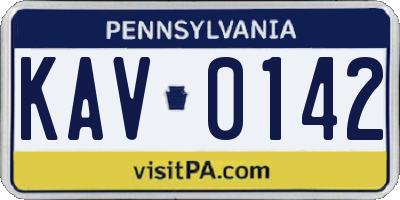 PA license plate KAV0142