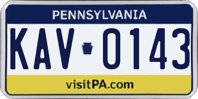PA license plate KAV0143