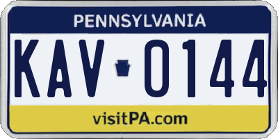PA license plate KAV0144