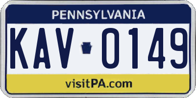 PA license plate KAV0149
