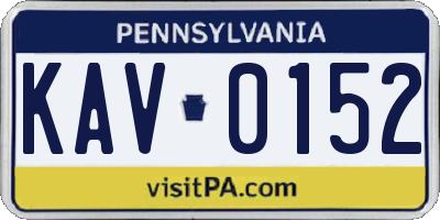 PA license plate KAV0152