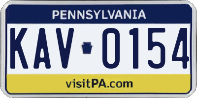 PA license plate KAV0154