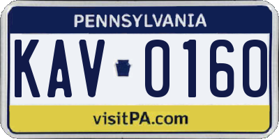 PA license plate KAV0160