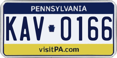 PA license plate KAV0166