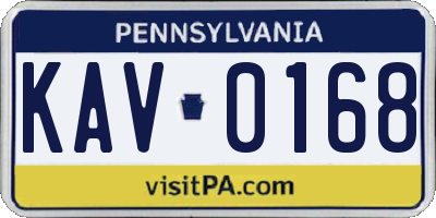 PA license plate KAV0168