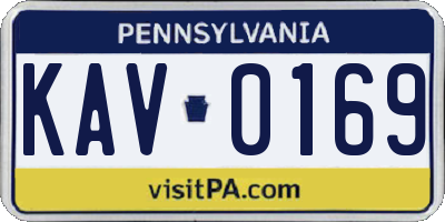 PA license plate KAV0169