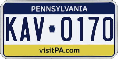 PA license plate KAV0170