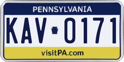 PA license plate KAV0171