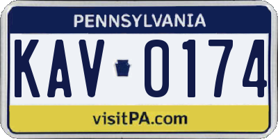 PA license plate KAV0174