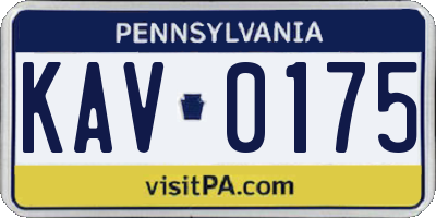 PA license plate KAV0175