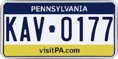 PA license plate KAV0177