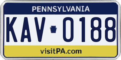 PA license plate KAV0188