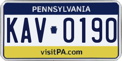 PA license plate KAV0190