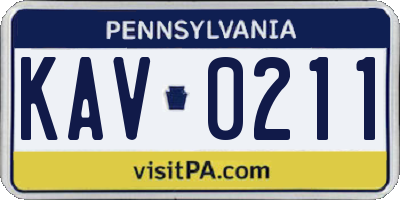PA license plate KAV0211